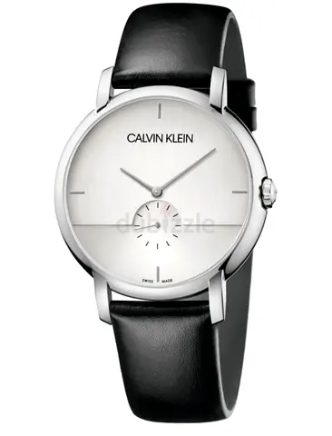 Calvin Klein Mens Classic Leather Strap Watch - Silver Dial