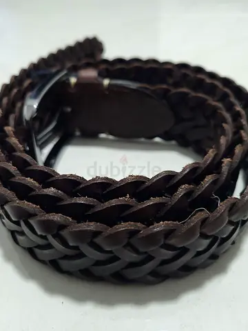 Premium Men real leather knitted belt, length 105cm, 65 AED