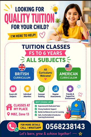 Home Tuition for students from FS to Year 6