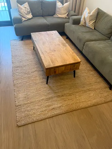 Natural woven jute rug - 230x160cm, gently used