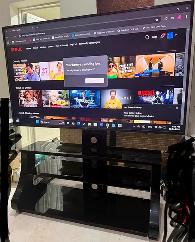 Large TV table with Glass Stand