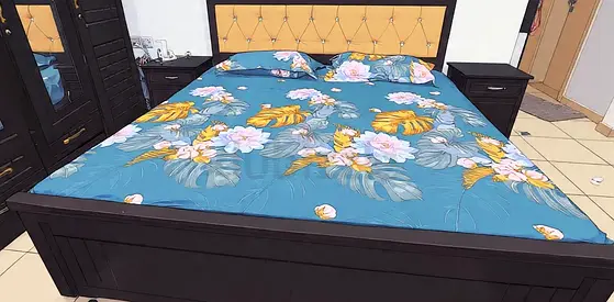 KING SIZE BED WITH SIDE TABLES - MDF