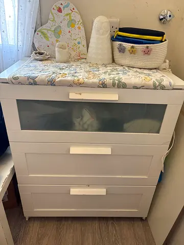White Baby Changing Dresser with Changing Pad