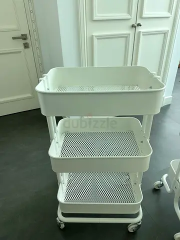 RASKOG Ikea x2 - White 3-Tier Rolling Utility Trolley - Good Condition