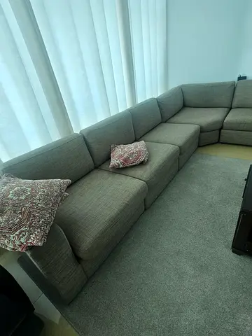 Large Grey Modular Sectional Sofa - Comfortable 7-Seater