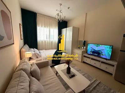 فرصة ذهبية أفخم استوديو مفروش بالكامل للإيجار الشهري في ابراج الياسمين الجرف 2– عجمان ✨