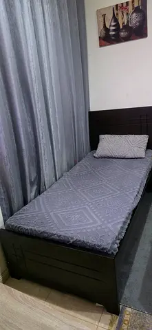 Dark Wood Single Bed with Headboard