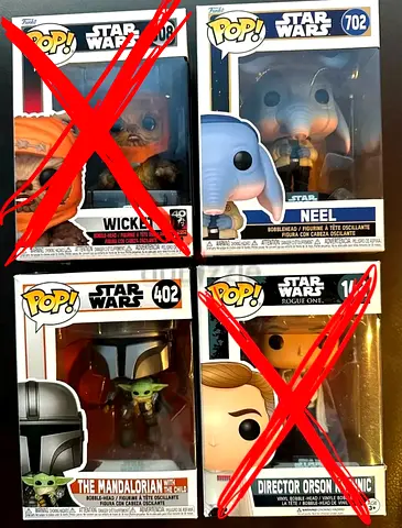 Set of 3 Star Wars Funko Pop! Figures — Wicket, Neel, The Mandalorian