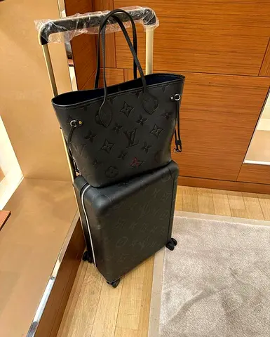Louis Vuitton tote bag and cabin carry on luggage