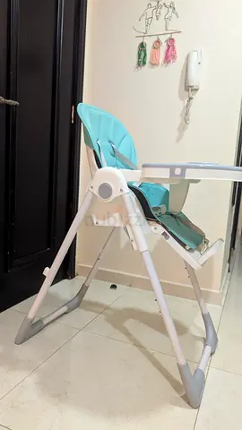 Adjustable Baby High Chair - Light Blue, Good Condition