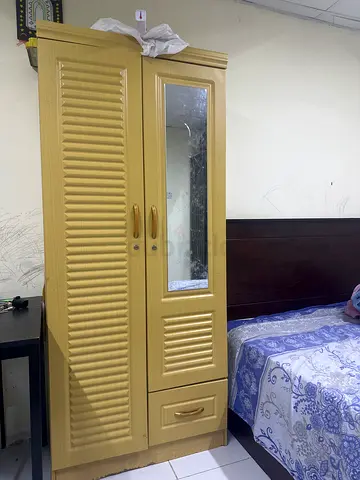 Two-door wardrobe with mirror — good condition