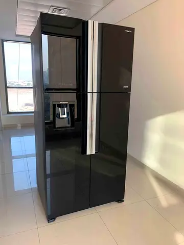 Free delivery Hitachi Black Glass model Four-Door Refrigerator with Water Dispenser -