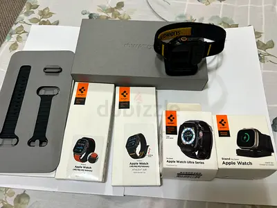 Apple Watch Ultra 3 collection with straps, chargers and Spigen Ultra case - used