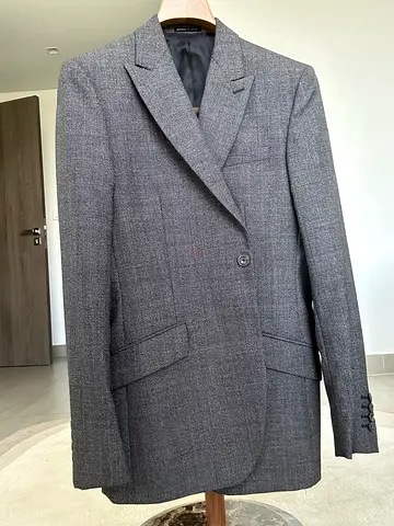 Reiss: Grey Mens Single-Breasted Wool Blend Blazer - Excellent Condition