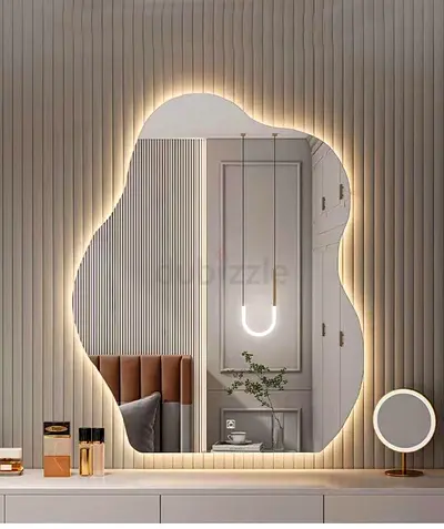 LED Backlit Abstract Decorative Wall Mirror - Modern Vanity Mirror