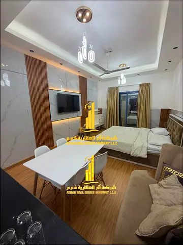 فرصة ذهبية أفخم استوديو مفروش بالكامل للإيجار الشهري كامل الانترنت والفواتير في ابراج النعيمية تاور سي   – عجمان ✨