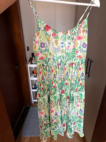 Floral summer midi dress, lightweight cotton blend
