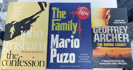 Collection: John Grisham, Mario Puzo Geoffrey Archer Paperback Novels , for free