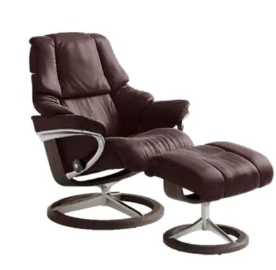 Stressless Brown Leather Recliner Chair with Ottoman - Comfortable Lounge Chair