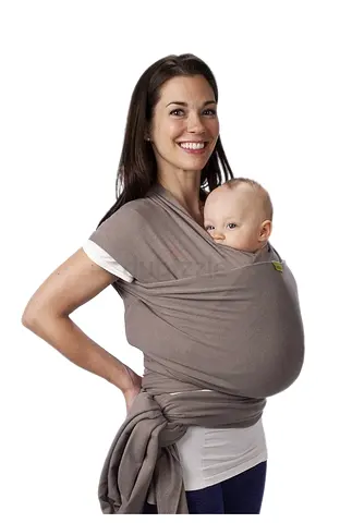 Comfortable stretchy baby wrap carrier - neutral grey