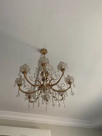 Vintage gold crystal chandelier - 8-arm ceiling light