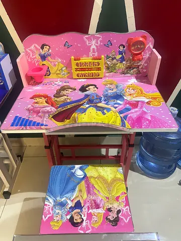 Kids Pink Disney Princess Study Table with Abacus and Storage