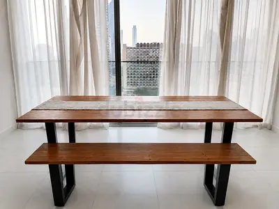 Solid Wood Dining Table with Matching Bench