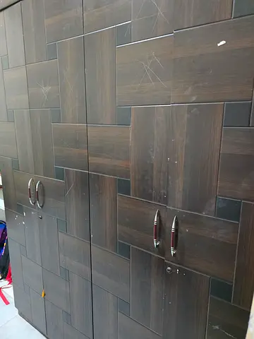 Modern Wooden Wardrobe with Dark Brown Finish