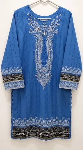 Blue embroidered shirr trouser size M