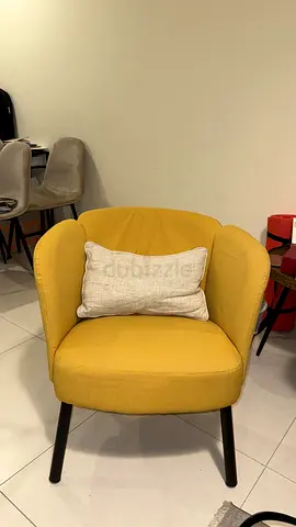 Yellow Fabric Accent Armchair with Cushion - Great Condition