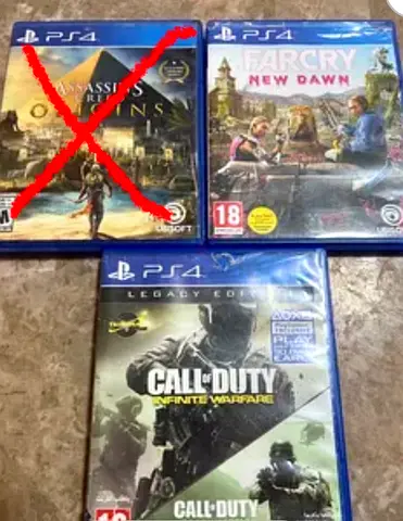Set of 3 PS4 Games — Far Cry New Dawn, Assassins Creed Origins, Call of Duty Legacy