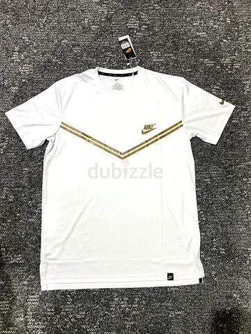 Nike Mens White Performance T-Shirt with Gold Accent - New