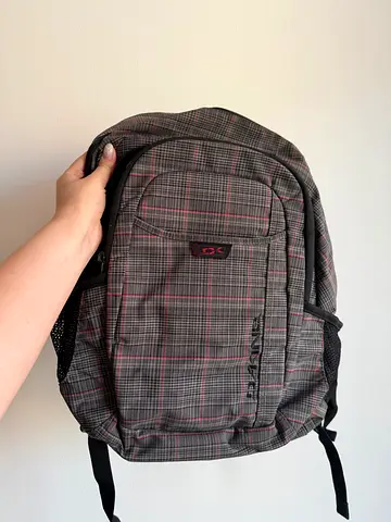 Used Quiksilver Grey Plaid Backpack - Good Condition