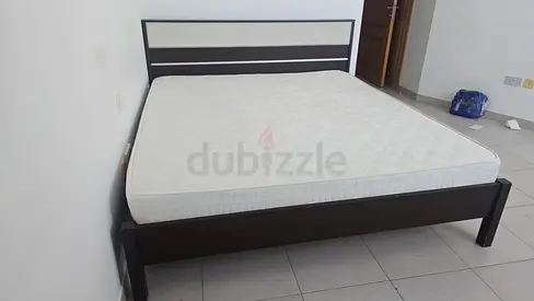 King size wooden bed frame with mattress - good condition