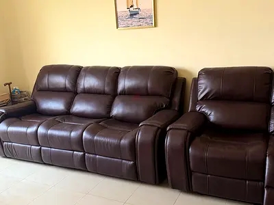Brown Leather Recliner Sofa Set
