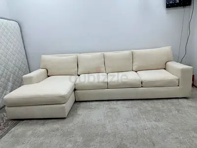 Beige color cratebarrel lshape sofa