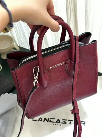 Coccinelle Burgundy Leather Mini Tote Bag - Good Condition