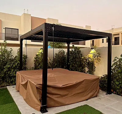 Aluminum Pergola Gazebo with Adjustable Louvered Roof - Black, Good Condition