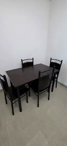 Dark Wood 4-Seater Dining Table with Chairs - Good Condition