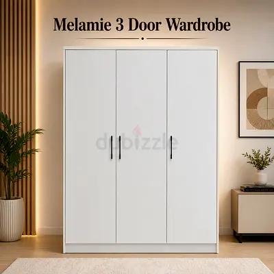 Luxury 3 Door Melamine Wardrobe – White Storage Cabinet For UAE Homes