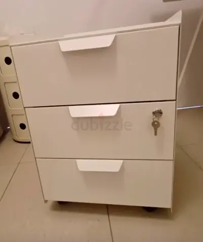 IKEA MICKE 3-drawer Lockable Mobile Pedestal - White