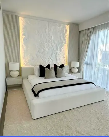 Modern Upholstered Bed Frame with Integrated Headboard
