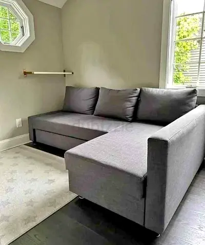 Modern Grey L-Shaped Sofa Bed with Chaise Lounge