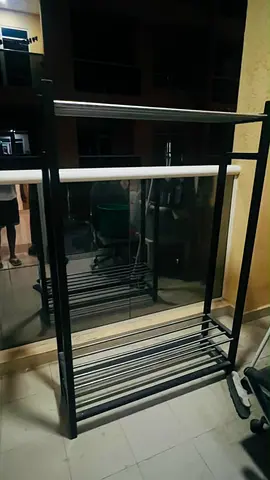 Metal Clothes Rack with Shoe Storage Shelves
