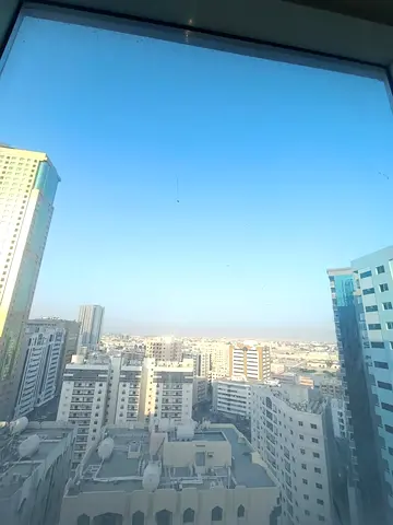 Annual rent Sharjah Al Majaz 2 bedroom apartment living room free parking 45000 AED 6 payments deposit 3000 cheque after 2 months available now ready