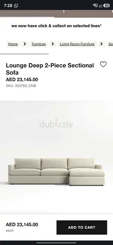 L shape Cratebarrel Sectional Cement sofa