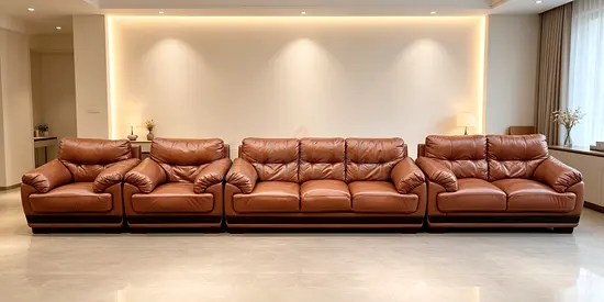 Sofa 7 Seater Brown Pure Leather