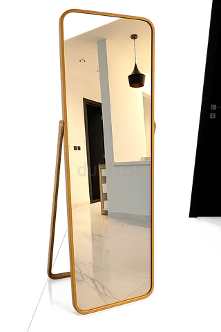Full-Length Wooden Framed Standing Mirror — Light Oak Finish