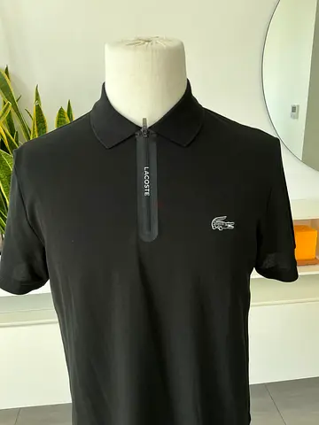 Black Lacoste Short Sleeve Polo Shirt - Size M