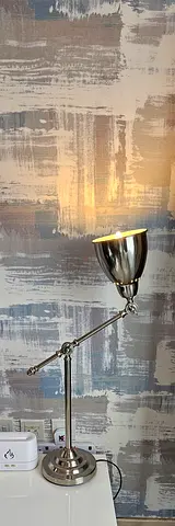 Adjustable Chrome Desk Lamp — Good Working Condition